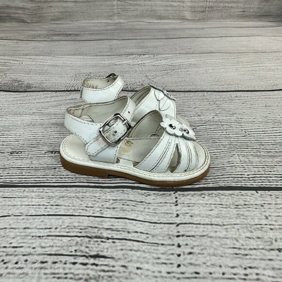 Taps Floral Sandals Infant Size 11 Baby Hook & Loop Play Dress Shoes - White - Picture 1 of 8